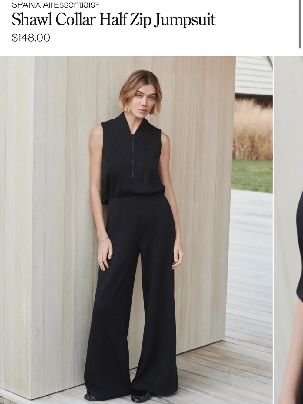 SPANX Sleeveless Black Zip-Front Jumpsuit Sz Small Petite